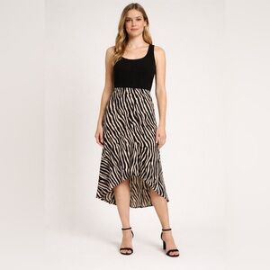 Anthropologie Maeve Zebra Print High-Low Midi Skirt